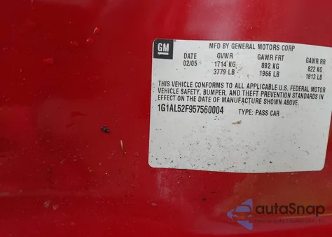 2005 Chevrolet Cobalt Ls из США, поврежденный, VIN 1G1AL52F957560004